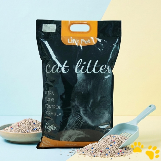 Cát Đất Sét Hương Cà Phê Life Pet 8kg – Siêu Vón Cục, Kết Dính Chắc Chắn